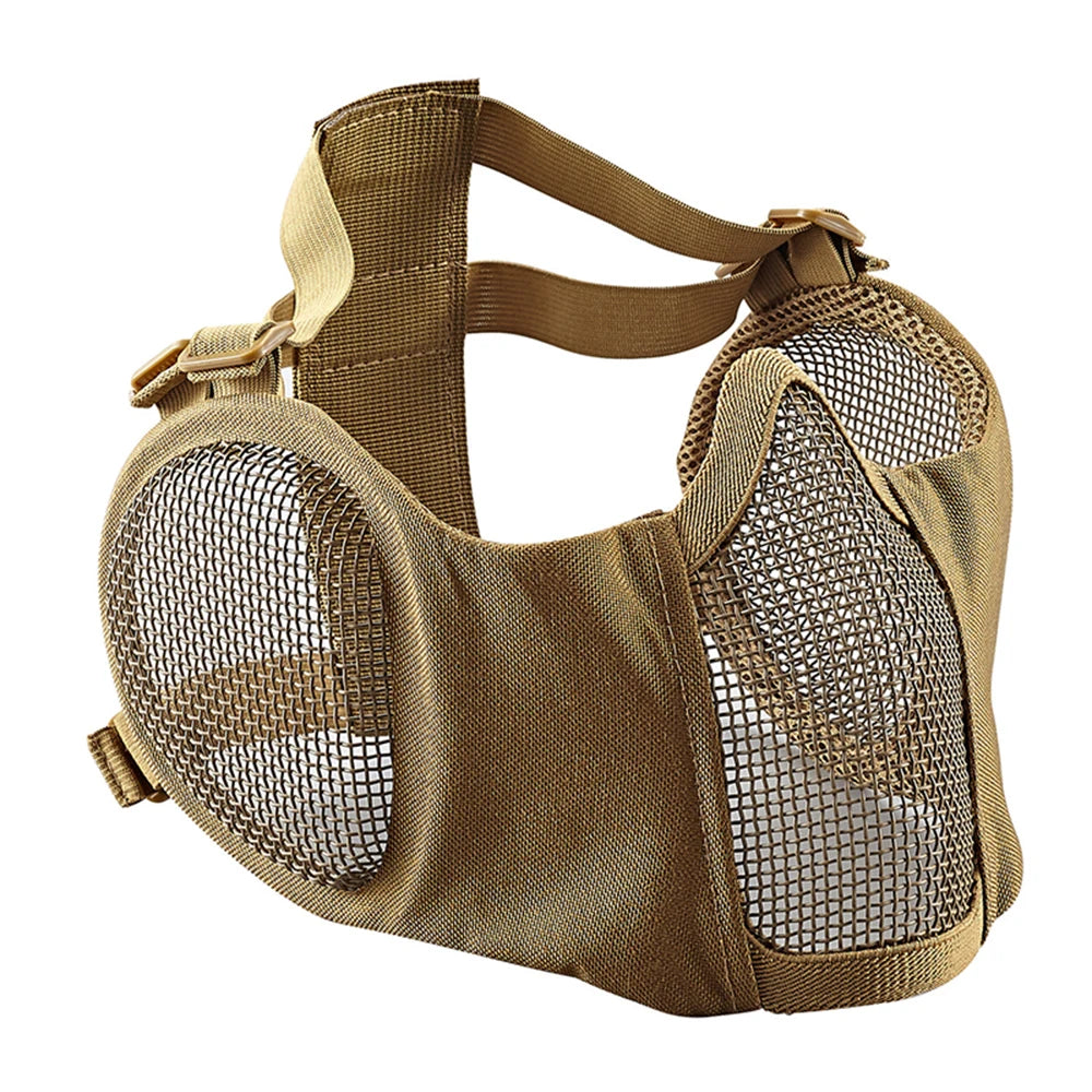 Tactical Airsoft Masks Metal Steel Net Mesh Protect Ears Mask Field Hunting Outdoor War Games Tactical Shooting Paintball Mask