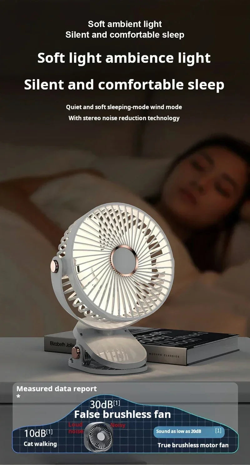 New 3 in 1 Portable Mini Clip Fan Rechargeable Air Circulator Wireless Electric Fan With Led Light Clip-on Home handheld Fan