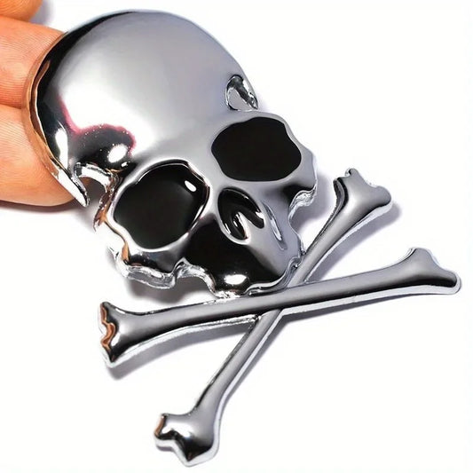 2PCS 3D Metal Skull Skeleton Crossbones Car Motorcycle Sticker Truck Label Badge Car Styling Decoration