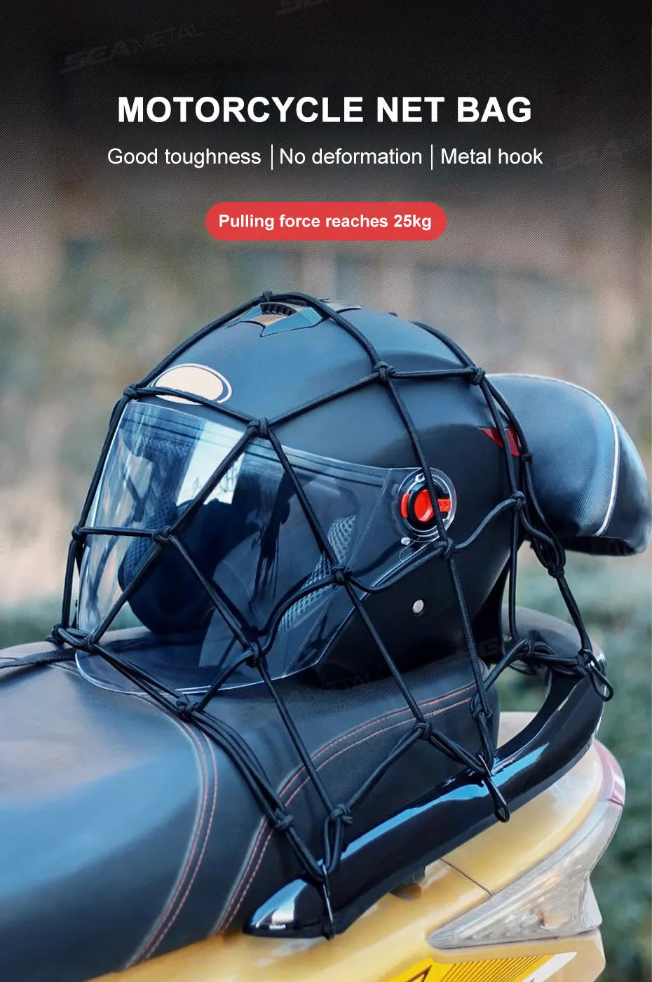 BLALION Motorcycle Luggage Net Bike 6 Hooks Hold Down Fuel Tank Luggage Mesh Web Styling High Quality Moto Adjustable Cargo Net