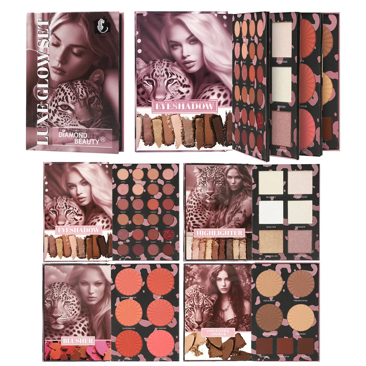 43 Color Leopard Eye Shadow Powder Blusher Highlight Color Makeup Plate Integrates Eye Shadow Highlight Powder Blusher Dressing