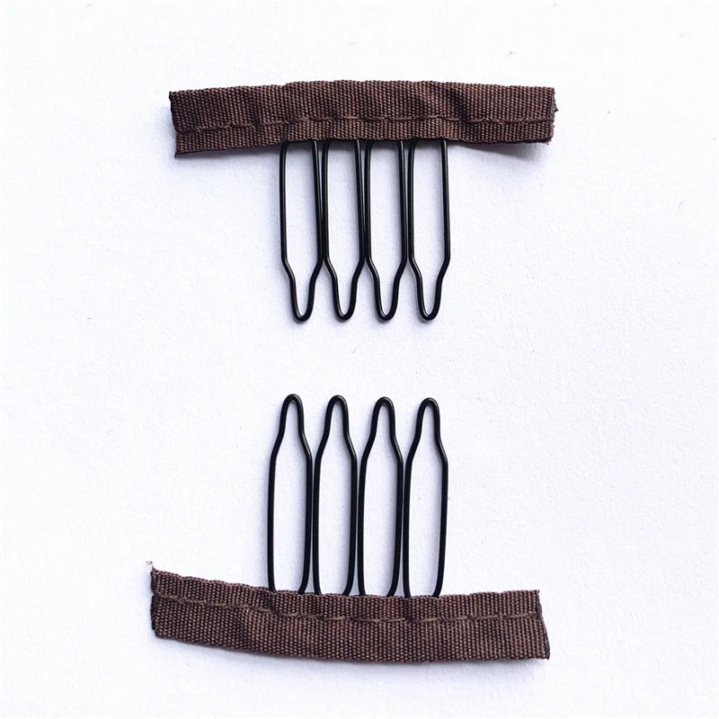 10Pcs Wig Combs To Secure Wig 4-7Teeth Wig Comb Wig Clips With Cloth For Making Wig Caps Steel Material Clips Combs