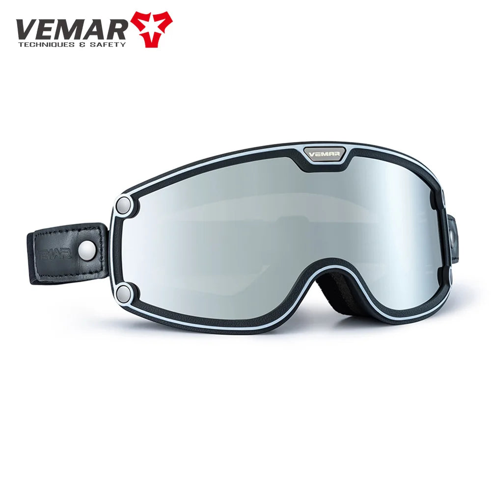 VEMAR Retro Motorcycle Goggles Windproof Anti-fog Glasses For Motorcycle Helmet Moto Sports Cycling Cafe Racer Chopper Goggles