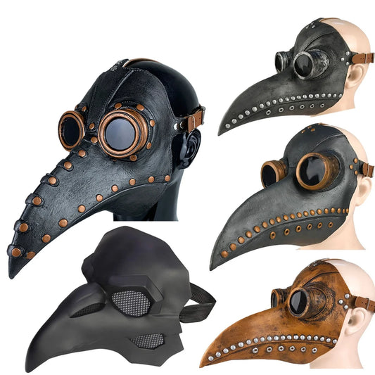 Steampunk Plague Doctor Mask Long Nose Bird Beak Leather Masks Cosplay Party Masquerade Halloween Carnival Costume Props