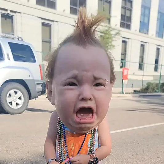 Crying Punk Baby Masque Creepy And Hilarious Latex Head Masque, Latex Head Cover For Halloween Cosplay Costume