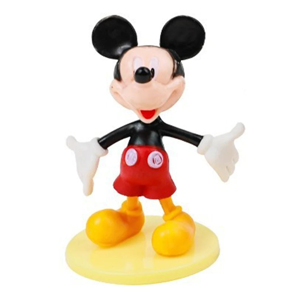 6Pcs/Set Disney Cartoon Action Figure Doll Anime Mickey Mouse Minnie Donald Character Model Toy Car Decoration Kids Xmas Gifts