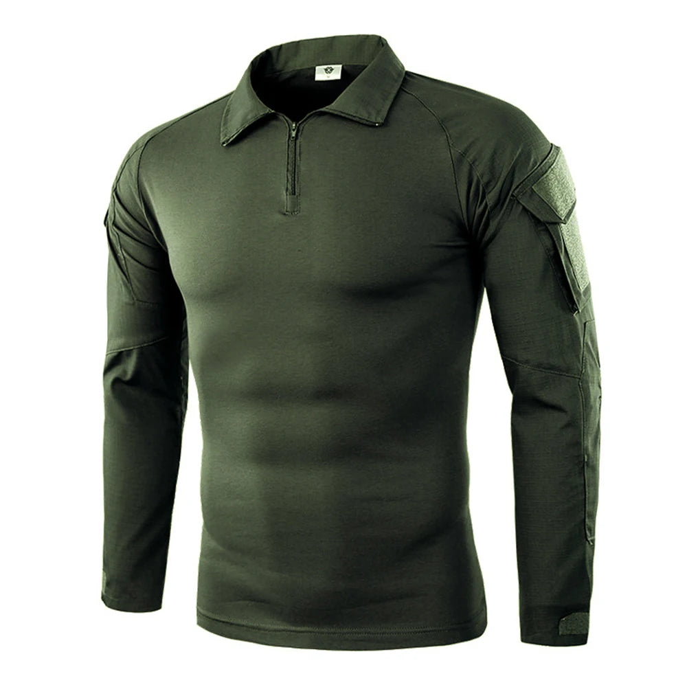 Outdoor Tactical Hiking T-Shirts Men Combat Camouflage Long Sleeve Hunting Training Climbing Shirt Cotton Sport Clothes