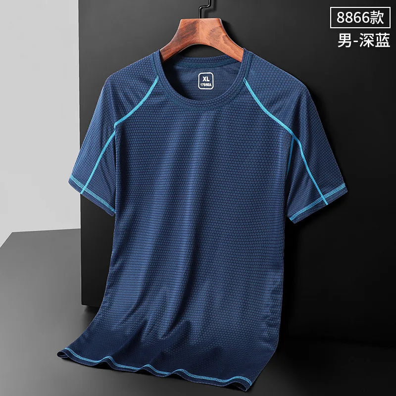 NASA GISS 2024 New Second Open Group Purchase Stall Spot Ice Silk T-shirt Men's Short sleeved Loose Quick Drying Top Silk Smooth