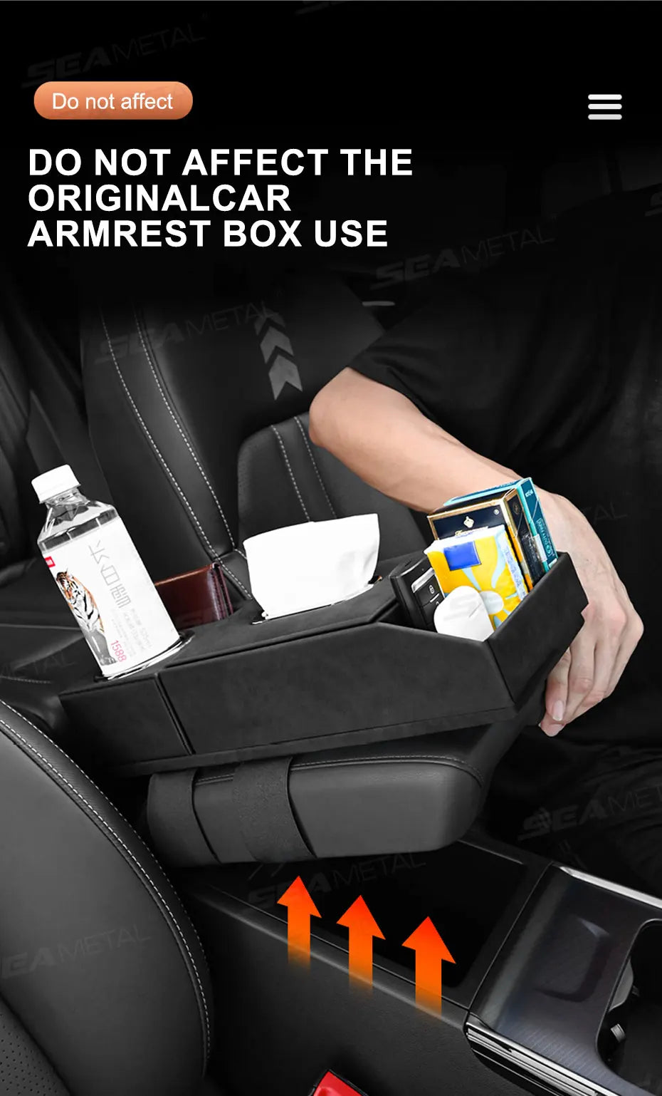 BLALION Car Armrest Mat Height Increase Pad Car Tissue Storage Box Cup Holder Armrest Protect Cushion Elbow Support Arm Cover