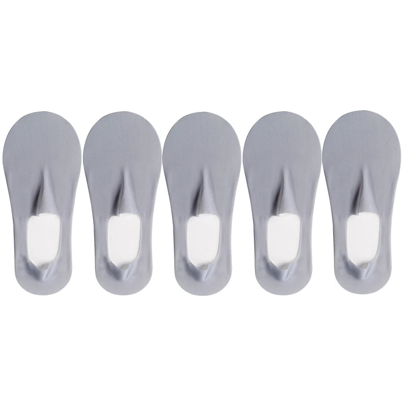 5 Pairs/Lot Socks Women's Summer Ultra-thin Invisible Low Cut Silicone Anti-slip Mesh No Show Ice Silk Solid Boat Socks