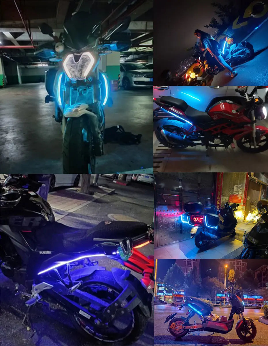 BLALION Motorcycle Turn Signal Lights LED Daytime Running Lights Tail Light DRL Waterproof Decoration Strip Brake Flowing Light