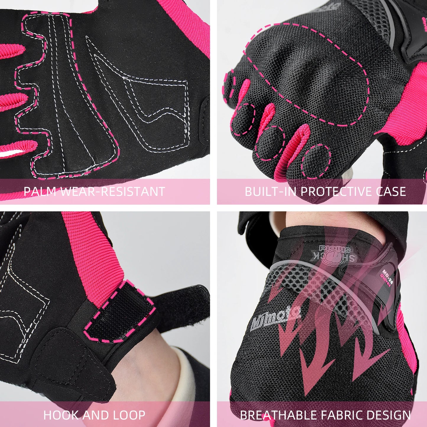 MJMOTO Women Pink Motorcycle Gloves Summer Lady Breathable Motocross Motorbike Gloves Moto Bicycle Cycling Gloves For Female