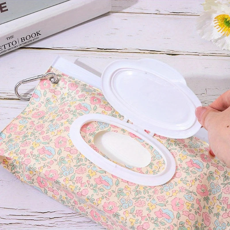 EVA Baby Wet Wipe Pouch Portable Wipes Holder Case Flip Cover Snap-Strap Reusable Refillable Cosmetic Pouch Useful Tissue Box