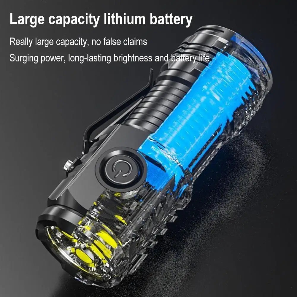 Three-Eyed Monster Mini Flash Super Power flashlight Rechargeable Portable Outdoor Lighting Long-Range Powerful Flash Lights