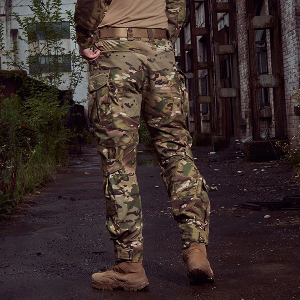 Men Combat Camo Cargo Pants Outdoor Tactical Training Trousers Camouflage Multicam Trekking Hunting Clothes