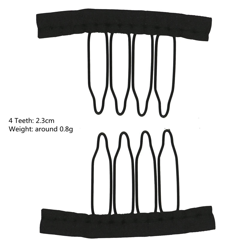 10Pcs Wig Combs To Secure Wig 4-7Teeth Wig Comb Wig Clips With Cloth For Making Wig Caps Steel Material Clips Combs