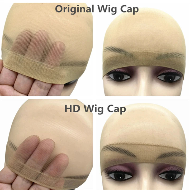1/5/10 Pack Transparent HD Wig Caps Invisible Sheer Breathable Ultra-Thin Stretchy Stocking Caps for Lace Front Wigs