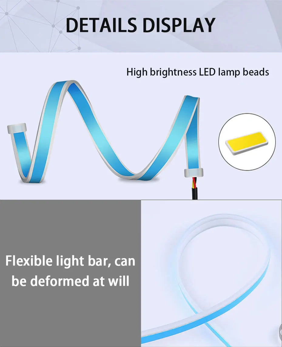 BLALION Motorcycle Turn Signal Lights LED Daytime Running Lights Tail Light DRL Waterproof Decoration Strip Brake Flowing Light