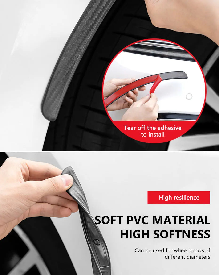 BLALION Car Fender Protector Strip Universal Front Tyre Strip Anti Scratch Protector Wheel Tyre Eyebrow Mud Guard Glue Stickers