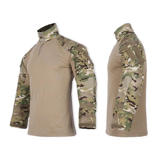 Men Camouflage Uniform Combat Shirt Outdoor Tactical Long Sleeve Shirt Paintball Camping Hunting Clothing