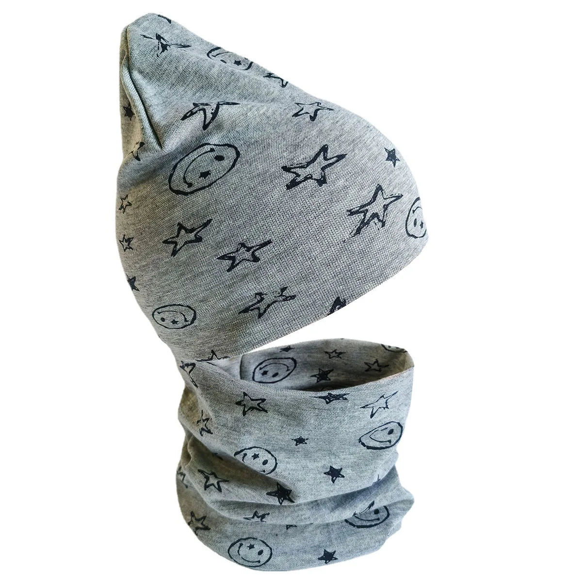 Spring Autumn 2PCS Baby Beanie Hat Scarf Stars Print Warm Toddler Hat Scarf for Girls and Boys Infant Hats Set Kids Skull Caps