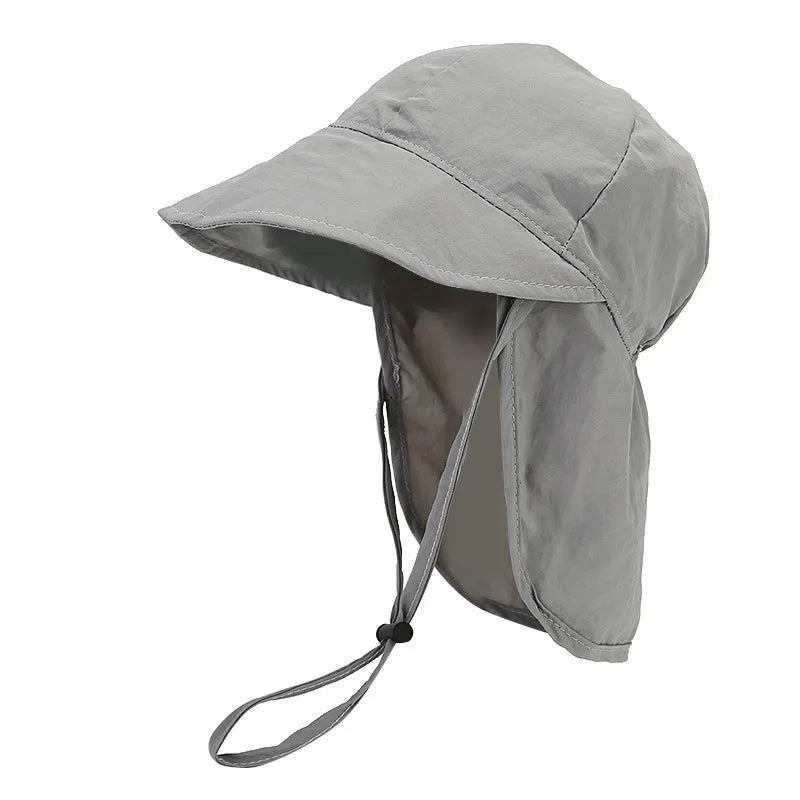 New Summer Toddler Sun Hat with Shawl Soft Brim Quick Dry Outdoor Activities Cap for 1-3Y Boys and Girls Beach UV Protection Hat