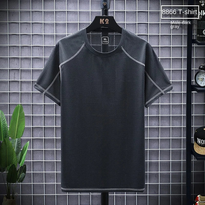 NASA GISS 2024 New Second Open Group Purchase Stall Spot Ice Silk T-shirt Men's Short sleeved Loose Quick Drying Top Silk Smooth