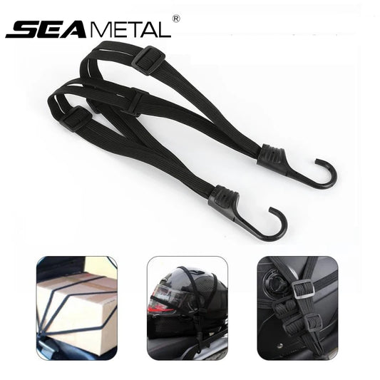 SEAMETAL Universal 60cm Motorcycle Luggage Strap Moto Helmet Gears Fixed Elastic Buckle Rope High-Strength Retractable Protect