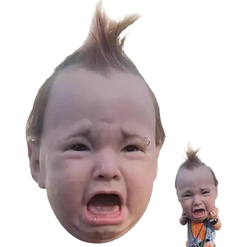 Crying Punk Baby Masque Creepy And Hilarious Latex Head Masque, Latex Head Cover For Halloween Cosplay Costume
