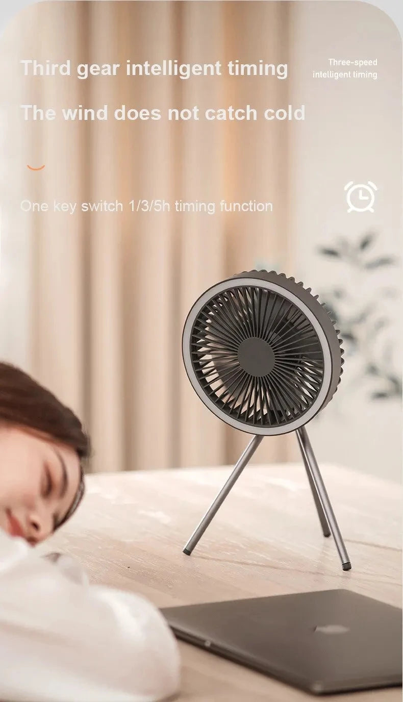 10000mAh/4000mAh Camping Fan Rechargeable Desktop Portable Circulator Wireless Ceiling Electric Fan with Power Bank LED Lighting