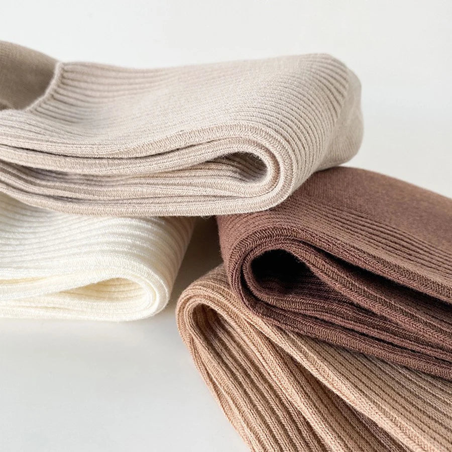 5 Pairs New Japanese Socks Set Solid Color Women's Casual Socks Autumn Simple Women's Medium Length Socks Pattern Style