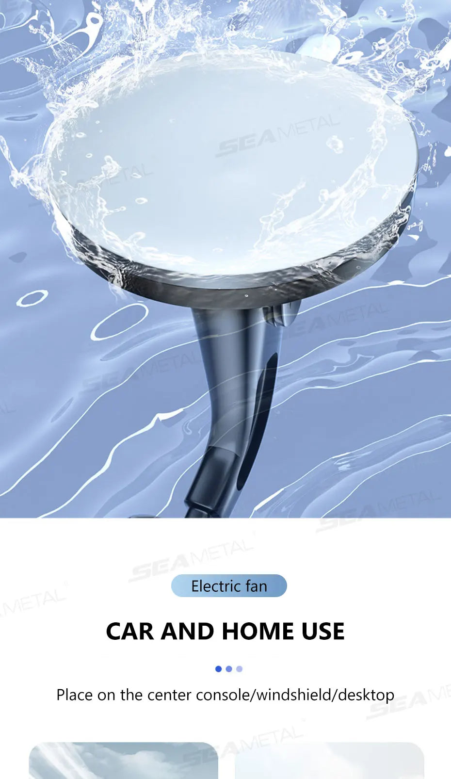 BLALION Car Fan 12V-24V Large Wind Three Speed Control Low Noise Portable Suction Cup Single Head Auto Cooling Fan USB Powered