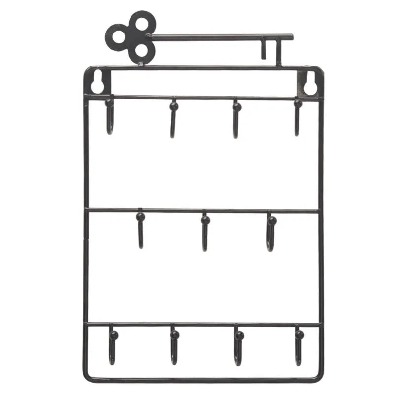 1PC Modern Style Iron Wall Mounted 11 Key Hooks Jacket Hat Storage Rack Practical Multifunctional Hooks