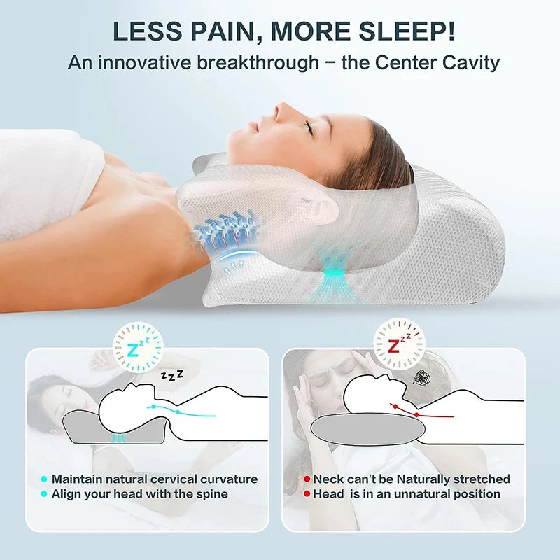 Ergonomic Memory Foam pillow 2 in 1 Help Sleep And Protect The Neck Cervical Orthopedic Travel Neck Pillow For Sleeping For Home
