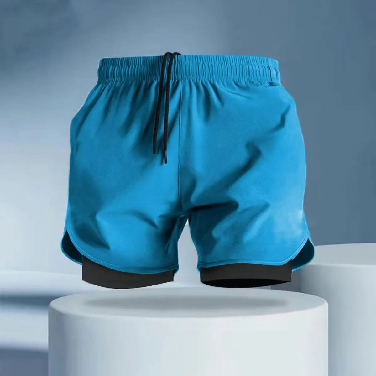 Quick drying shorts for summer men's running training, three part pants with anti glare belt lining, fitness pants