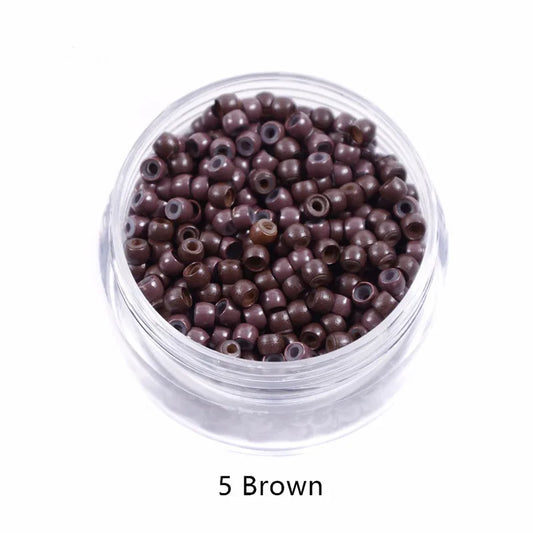 1000Pcs 3.0mm Hair Beads Silicone Lined Copper Nano Rings Micro Links Beads for Hair Extensions Black/Dark Brown/Blonde