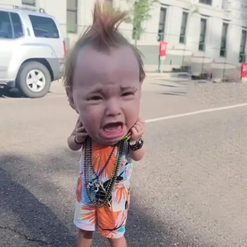 Crying Punk Baby Masque Creepy And Hilarious Latex Head Masque, Latex Head Cover For Halloween Cosplay Costume