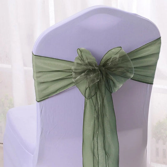 Satin chair belt wedding banquet party event decoration chair bow yarn tie chair back flower