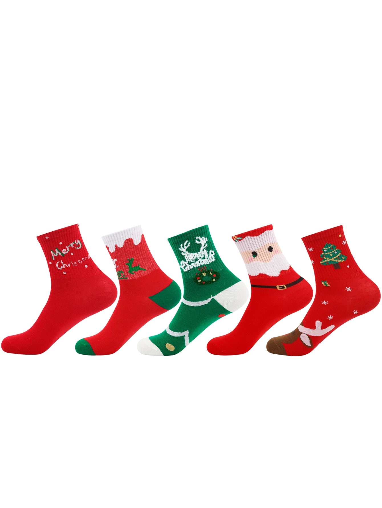 5 Pairs Cartoon Christmas Socks Merry Christmas Gifts Xmas Happy New Year Supplies Snowman Elk Socks Women