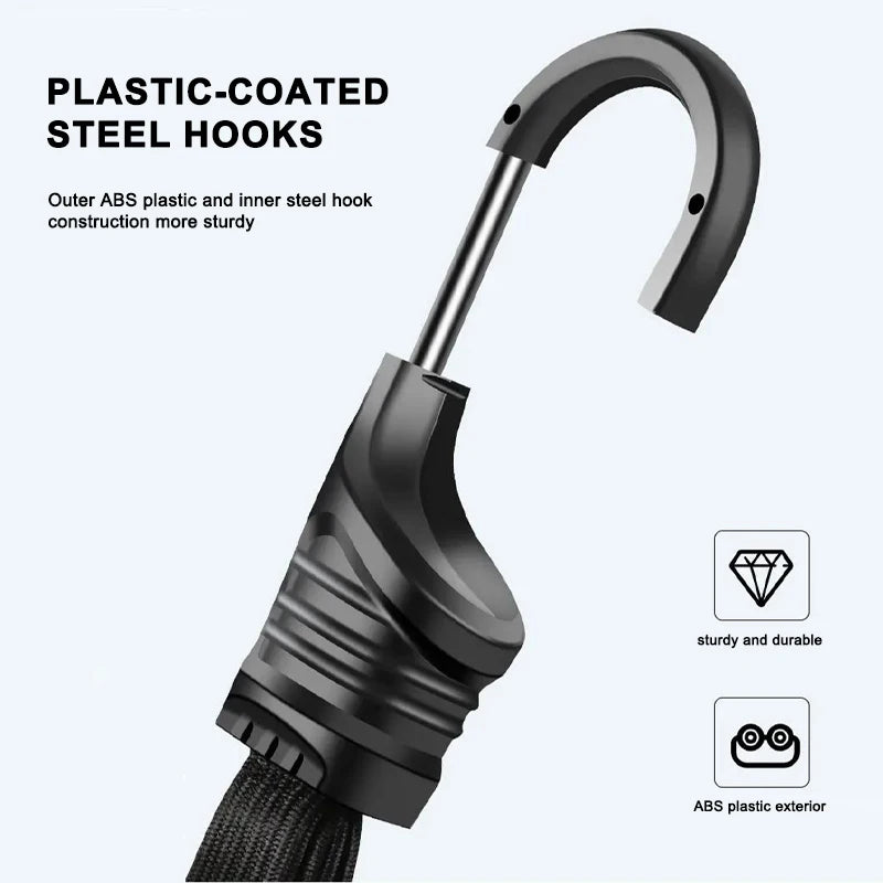 SEAMETAL Universal 60cm Motorcycle Luggage Strap Moto Helmet Gears Fixed Elastic Buckle Rope High-Strength Retractable Protect