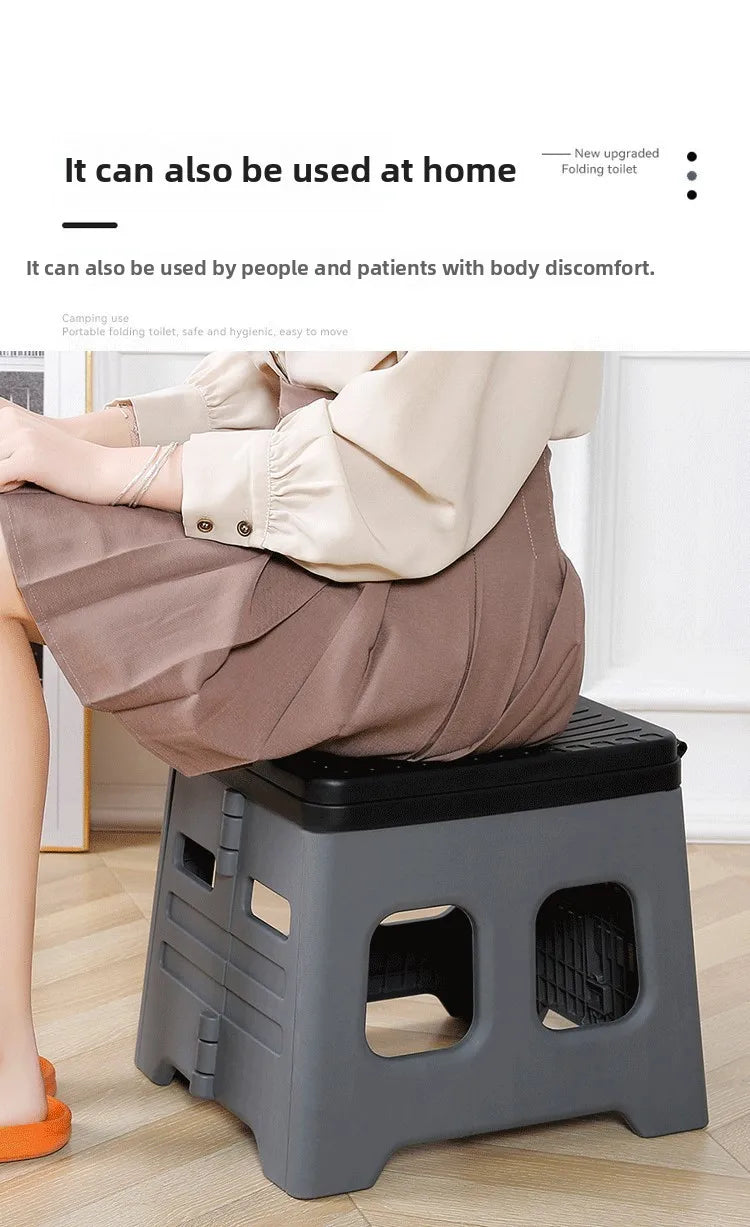 Outdoor camping stylefoldable toilet travel self-driving car toilet emergency portable toilet stool toilet stool