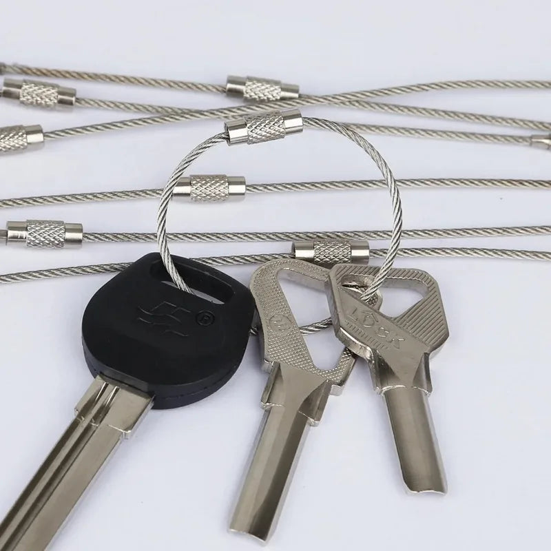 15CM Outdoor Tools EDC Camping Tools Tactical Equipment Multi Keychain Kit 304 Stainless Steel Wire Rope Keyring Travel Ch