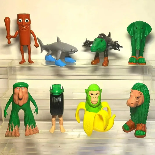 8PCS Italian Brainrot Anime Action Figures Tung Tung Tung Sahur Ornaments Figure Funny Meme PVC Toys Model Home Decor Kids Gift