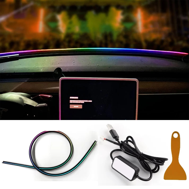 BLALION 140cm Car Ambient Lights LED Interior Wrap-Around Dashboard Sealing strip RGB Symphony Atmosphere Lamp USB APP Control