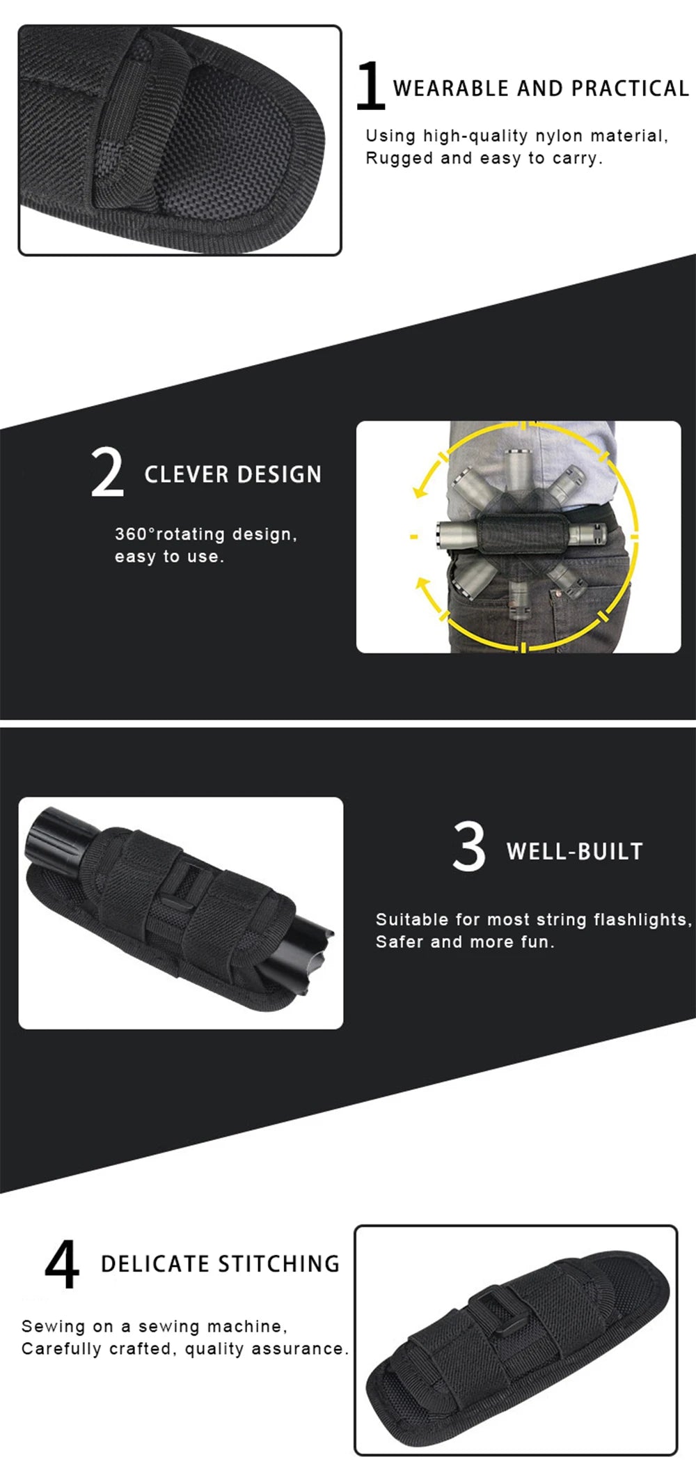 Tactical 360 Degrees Rotatable Flashlight Pouch Set Holster Torch Case Belt For Outdoor Hunting Lighting Accessory Survival Kits