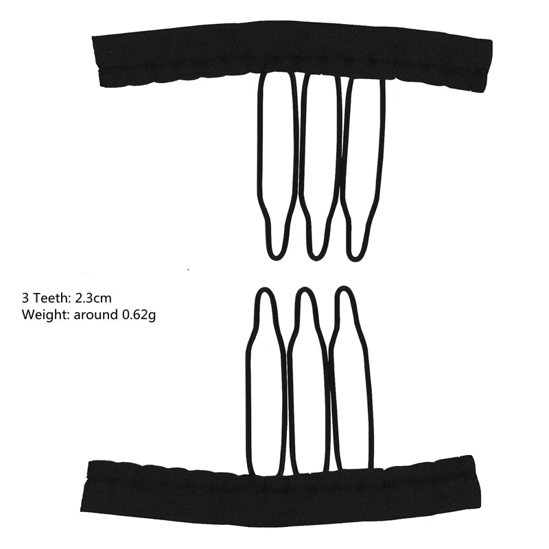 10Pcs Wig Combs To Secure Wig 4-7Teeth Wig Comb Wig Clips With Cloth For Making Wig Caps Steel Material Clips Combs