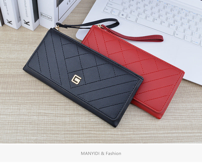 Women's Wallet Long Zipper Handheld Bag Fashionable, Simple, and Large Capacity Wallet Mom's Wallet Mobile Zero Wallet