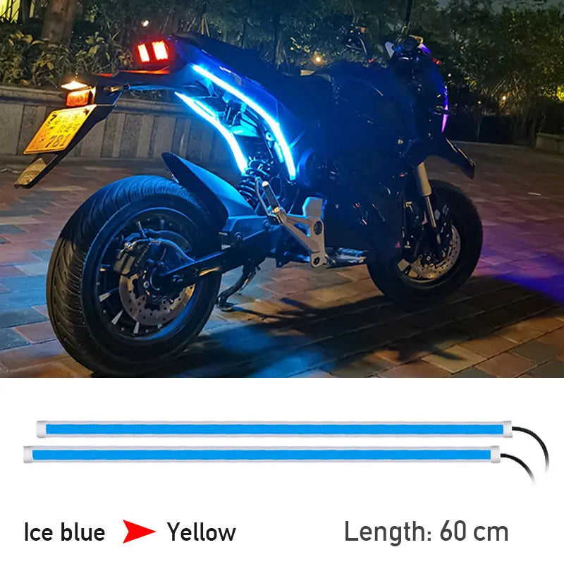 BLALION Motorcycle Turn Signal Lights LED Daytime Running Lights Tail Light DRL Waterproof Decoration Strip Brake Flowing Light