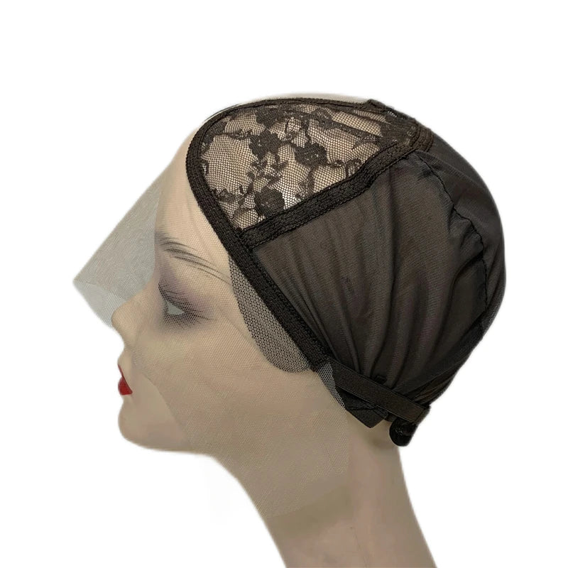 1PC T-Part Lace Wig Cap Adjustable Strap Brown/Beige Mesh Wig Making Hair Extensions Base Cap for Custom Wig Making
