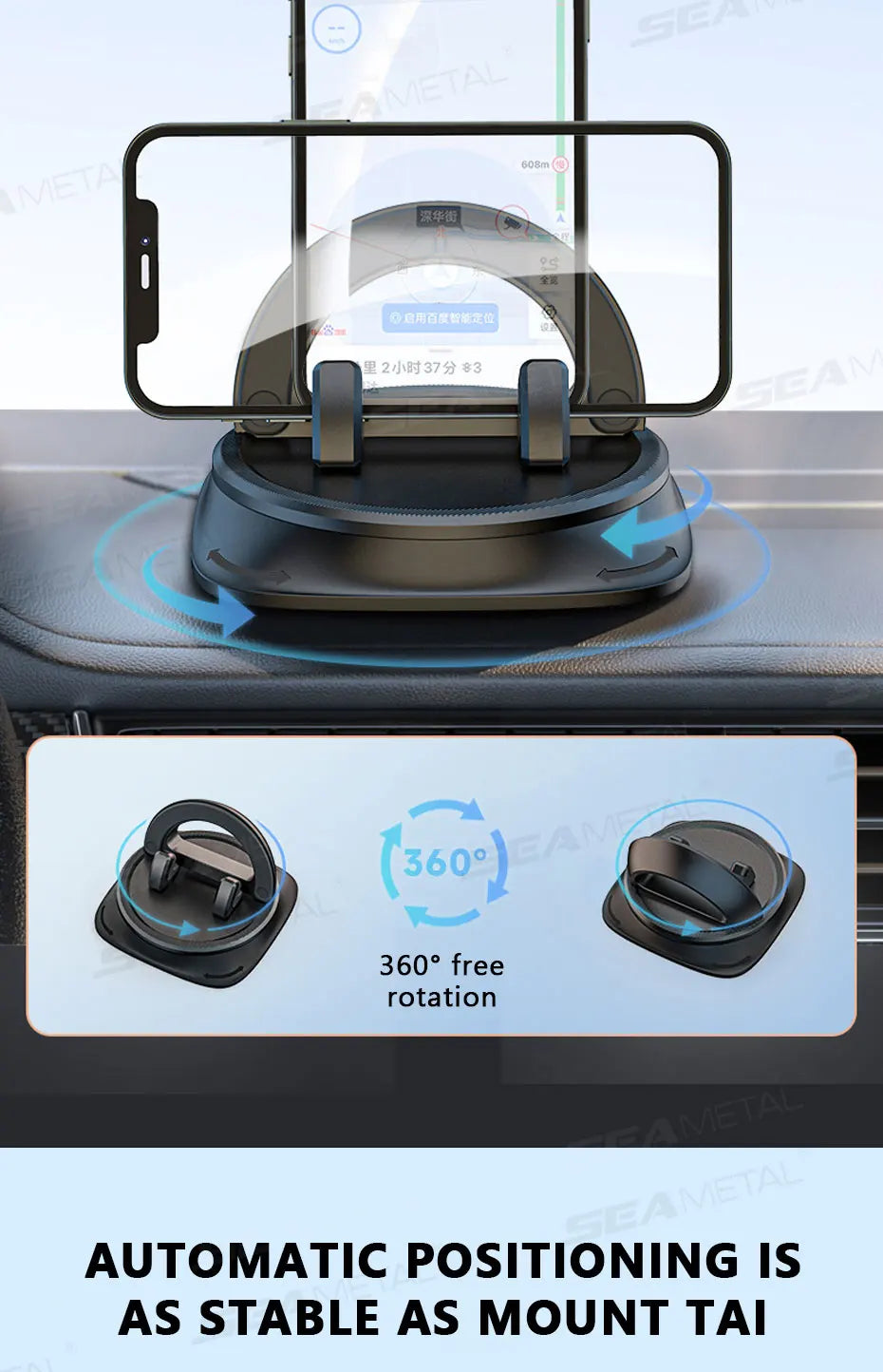 BLALION 360° Rotation Car Phone Holder Mat Pad Dashboard Automatic Clamping Anti Slip Anti bumping Stand For Phone GPS Bracket